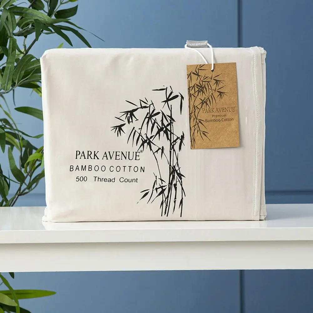 Park Avenue Split King Fitted Sheet Set/Pillowcases 500TC Bamboo Cotton Dove