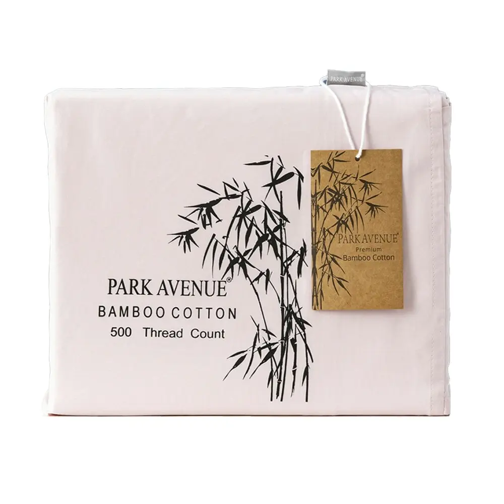 Park Avenue Split King Fitted Sheet Set/Pillowcases 500TC Bamboo Cotton Peach