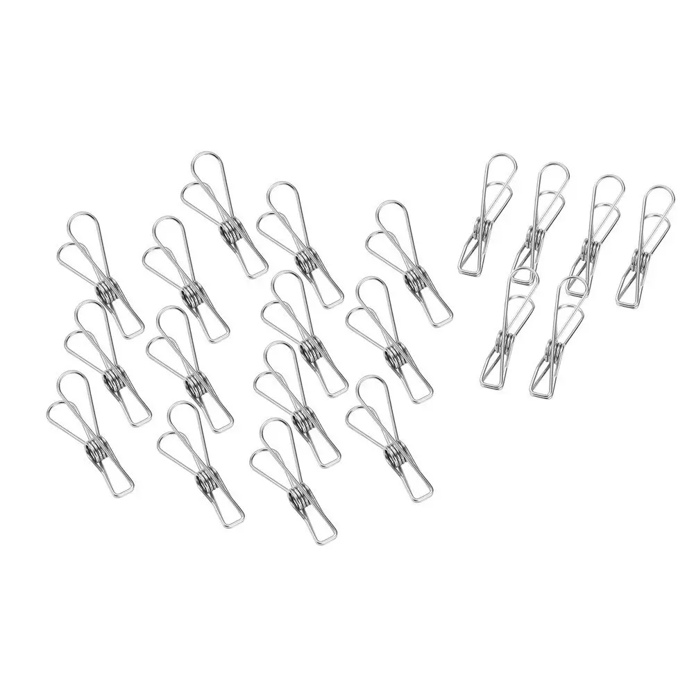 6x 20PK Boxsweden 6cm Stainless Steel Hanging Pegs Laundry Clothes Clips Silver