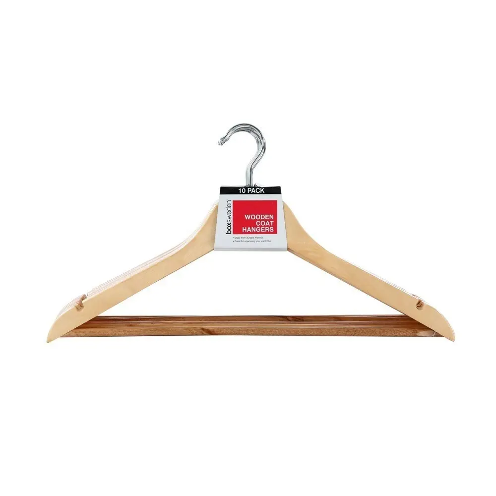 20pc Boxsweden 44.5cm Wooden Hanger/Wardrobe Organiser for Dress/Clothes/Shirt