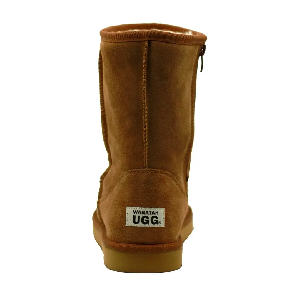 Waratah UGG® Ladies Water Resistant Short Mid Zip Up Boot - Chestnut