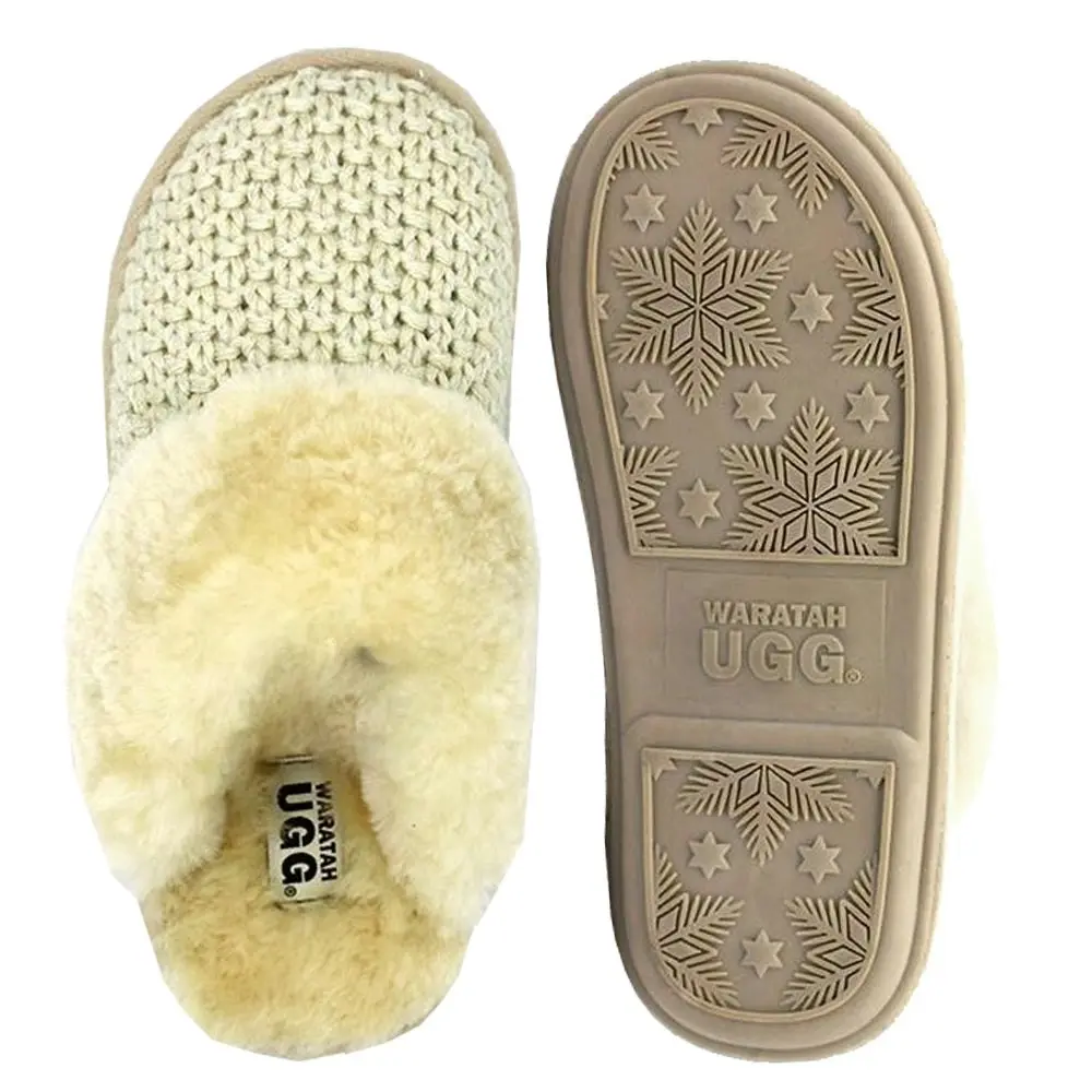 Waratah UGG® Sheepskin Knit Scuff - Beige