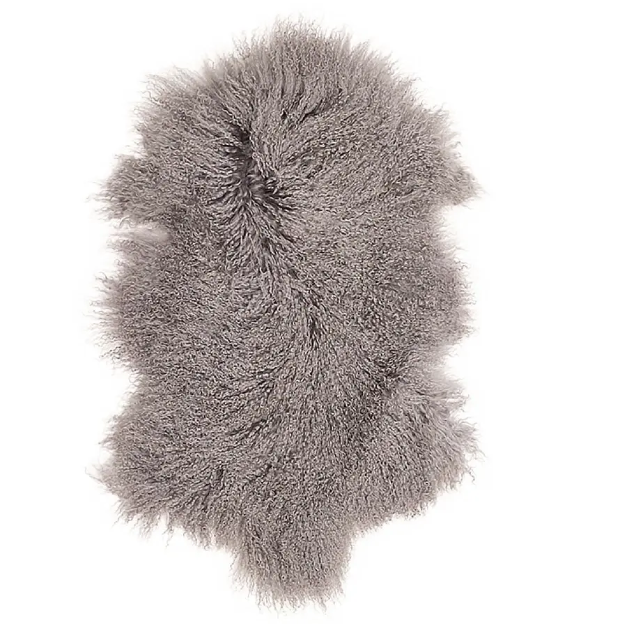 Mongolian Sheepskin Rug - Light Grey