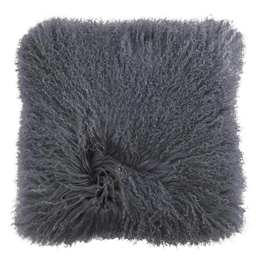 Mongolian Sheepskin Cushion - Grey