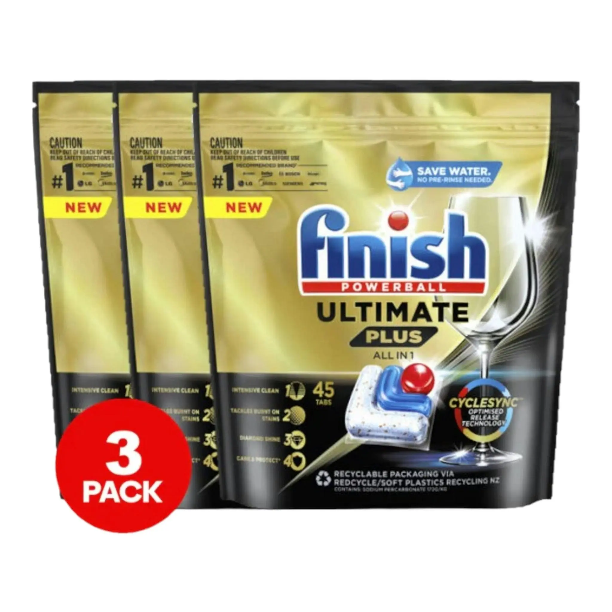 3 Pack Finish Ultimate Plus Dishwasher Tablets 45 Tablets Lemon