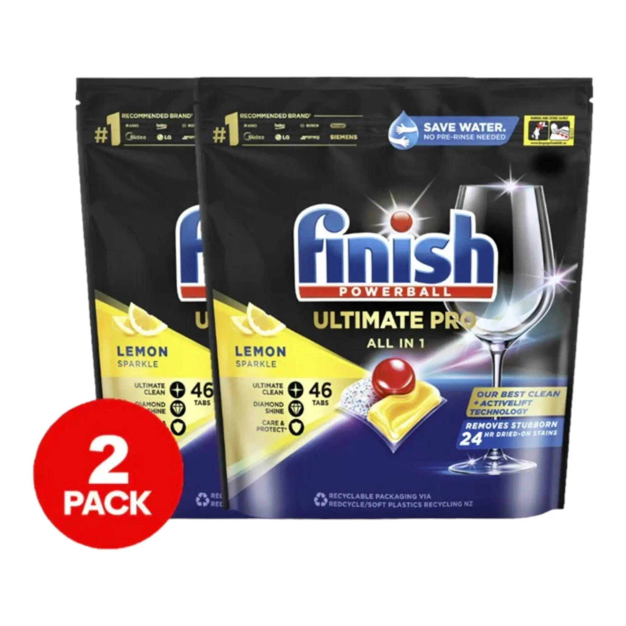 2 x  Finish Ultimate Pro Dishwashing 46 Tablets Lemon