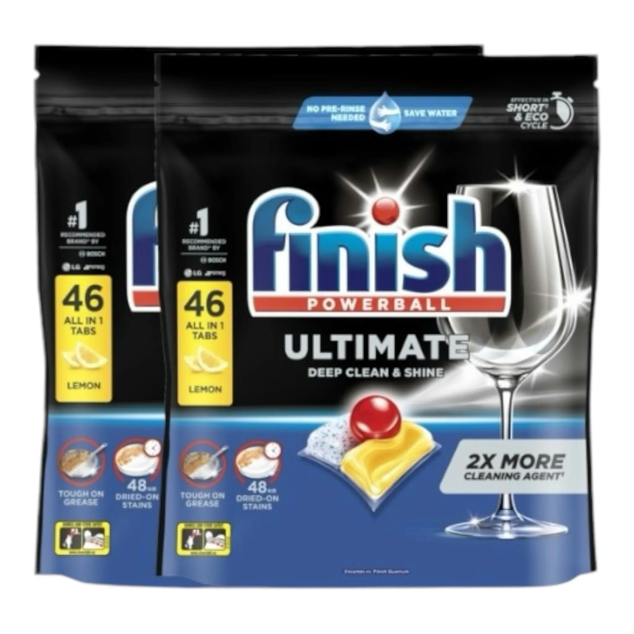 2 x  Finish Ultimate Pro Dishwashing 46 Tablets Lemon