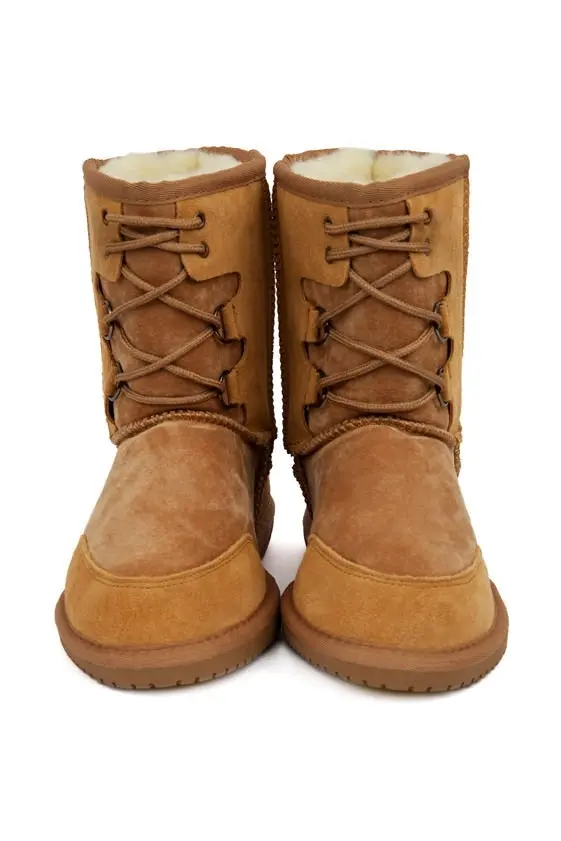 Original Ugg Australia Mid Front Lace Up Boots- Chestnut