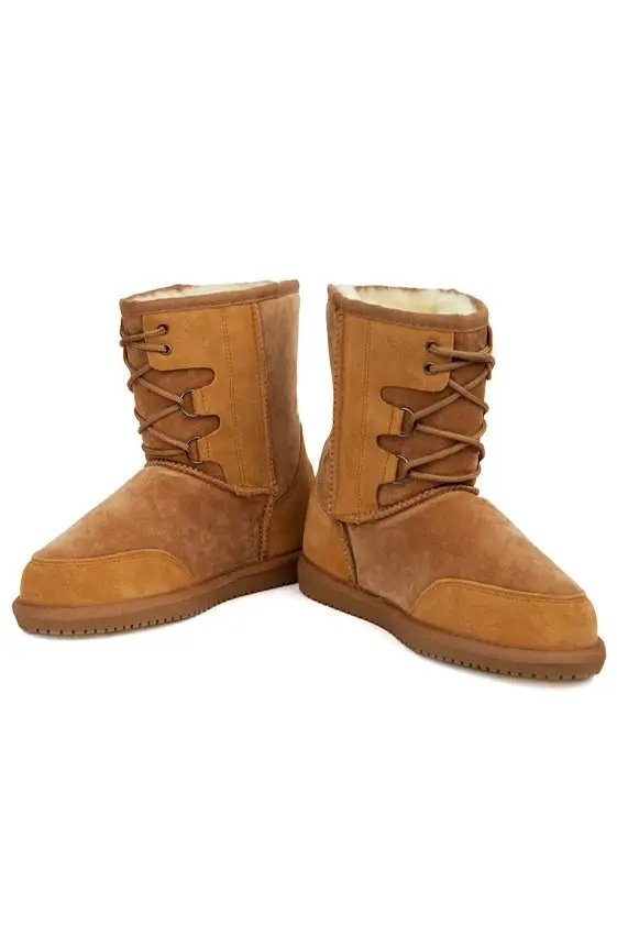 Original Ugg Australia Mid Front Lace Up Boots- Chestnut