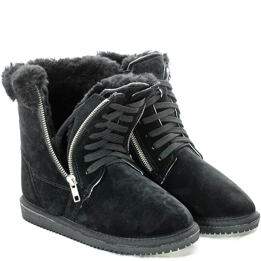 Original Ugg Australia Zipper Black Lace Up Boots