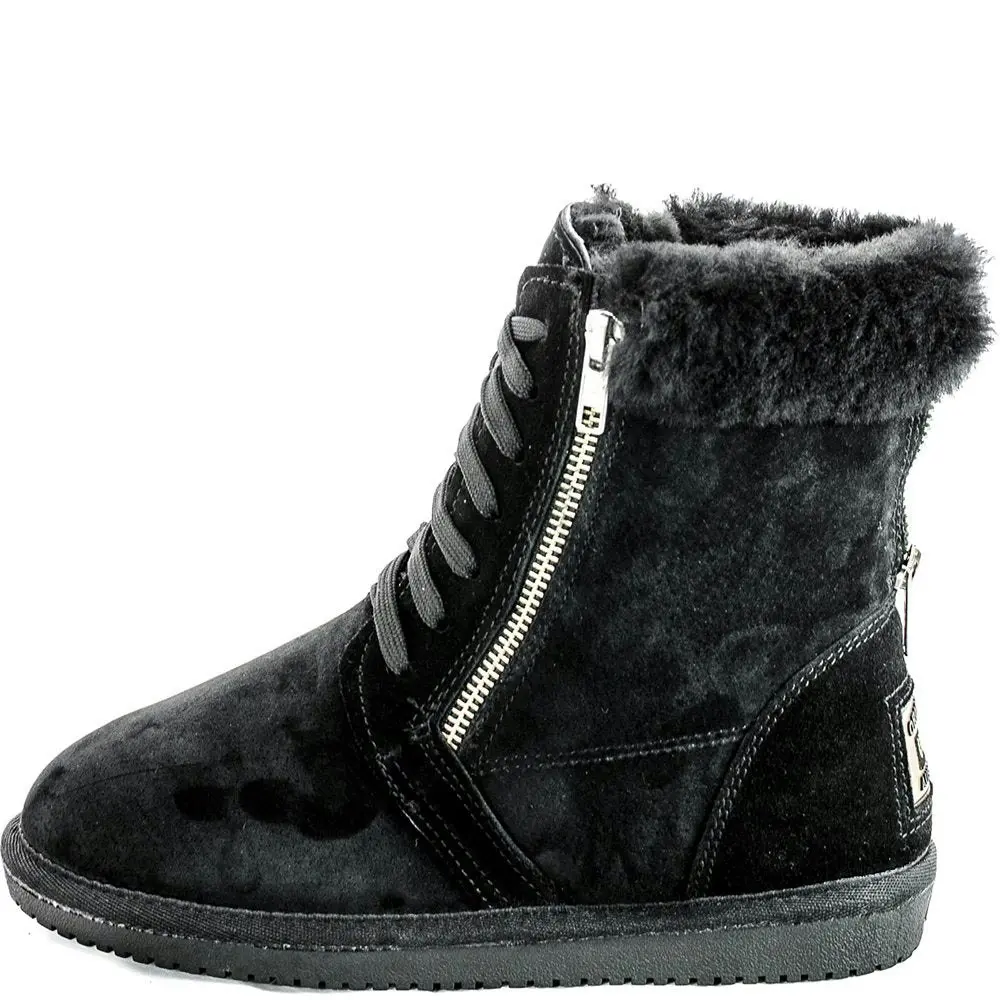 Original Ugg Australia Zipper Black Lace Up Boots