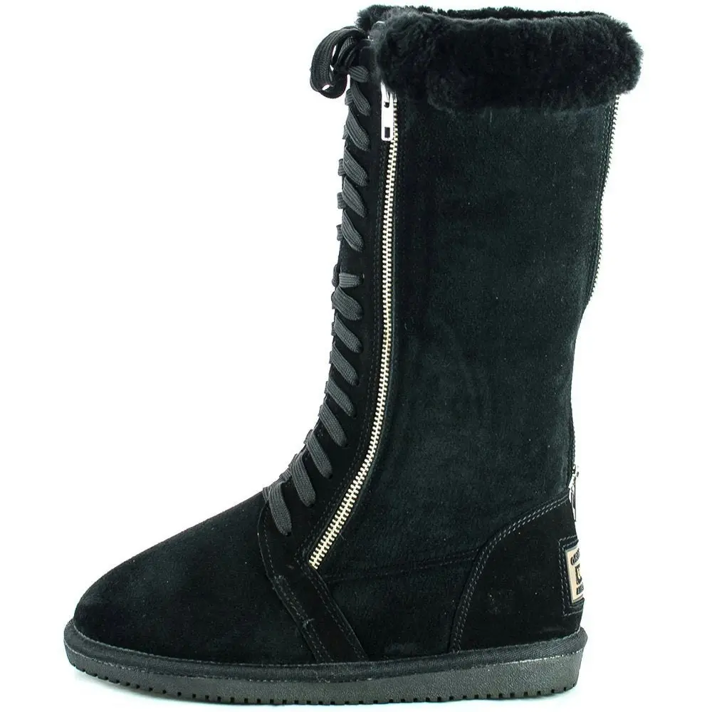 Original Ugg Australia Zipper Black Sheepskin Boots