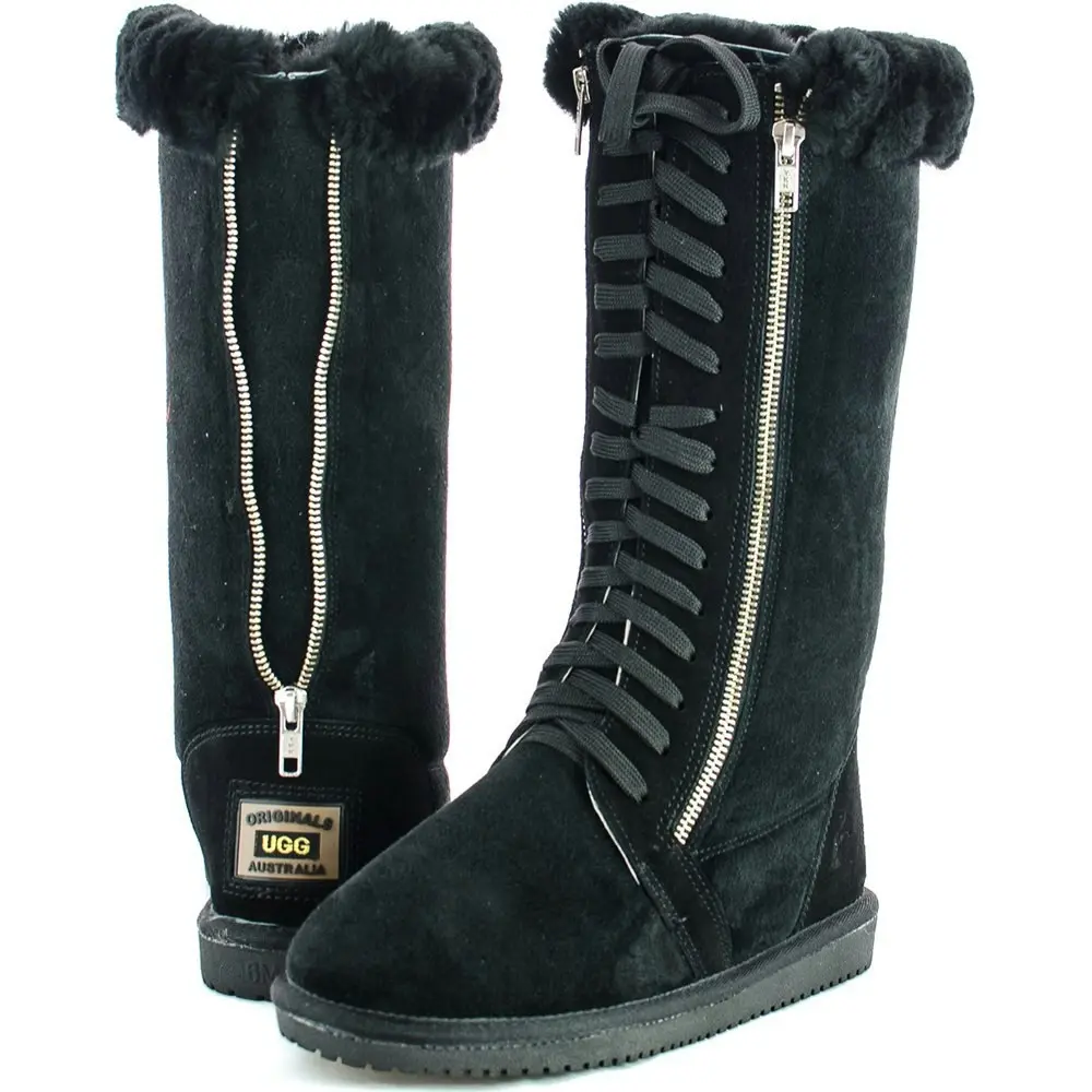 Original Ugg Australia Zipper Black Sheepskin Boots