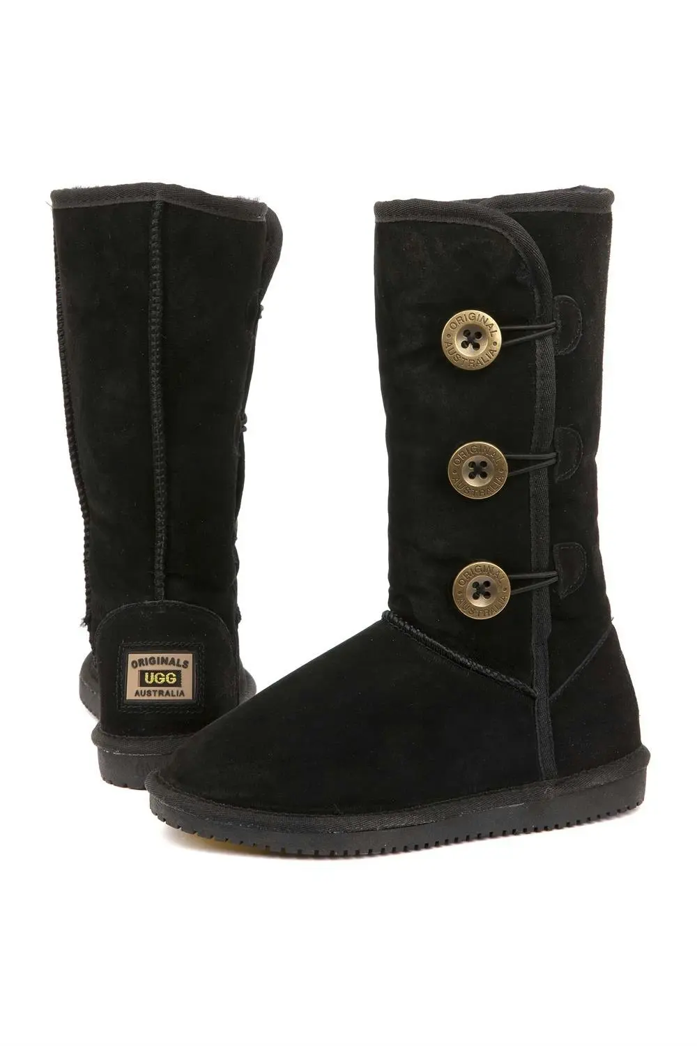 Original Ugg Australia Three Button Long Black Boots