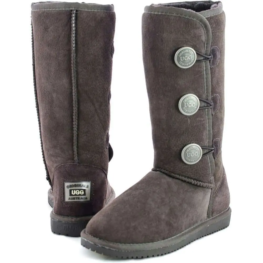 Original Ugg Australia Three Button Long Chocolate Boots