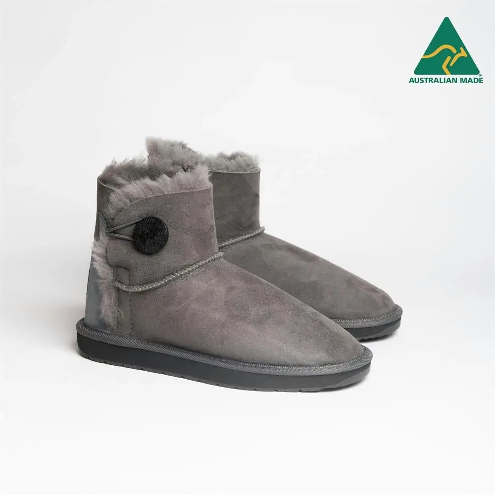 Original Ugg Australia Australian Made Mini 1 Button Grey Ugg Boots