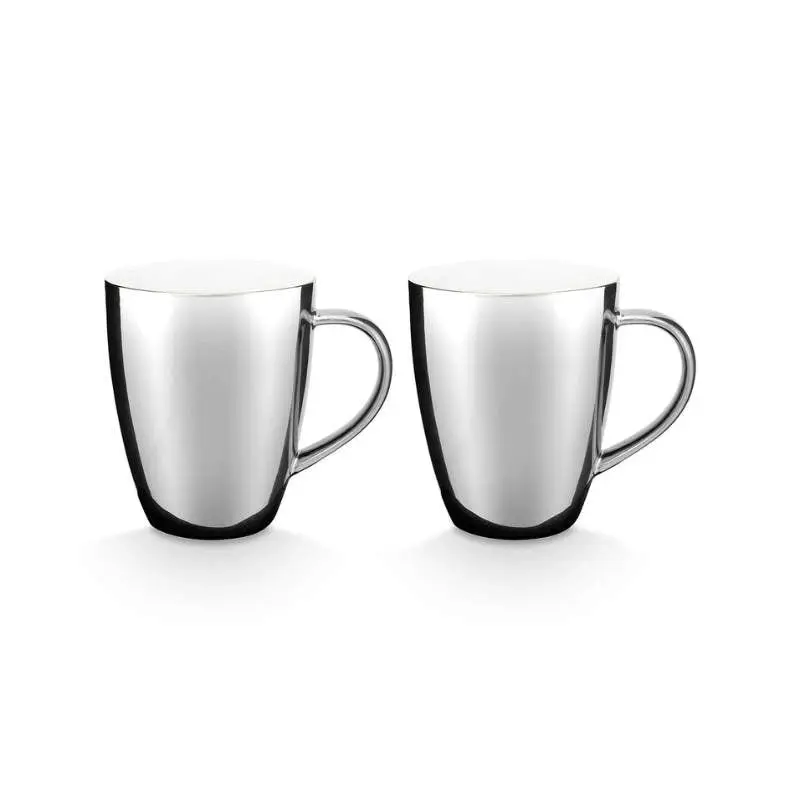 VTWonen Silver Extra Large 400ml Mugs with Ear Set of 2