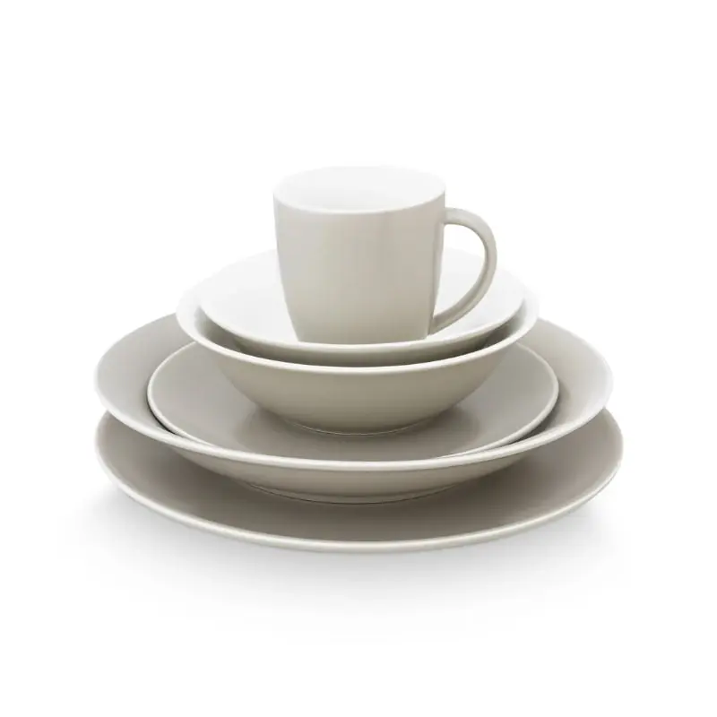 VTWonen Raw Matt Flax White Dinnerware Set of 16