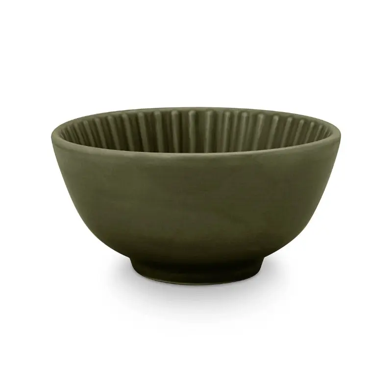 VTWonen Relievo Dark Green 12.5cm Bowls on Foot Set of 4