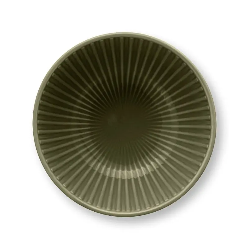 VTWonen Relievo Dark Green 15.5cm Bowls on Foot Set of 4