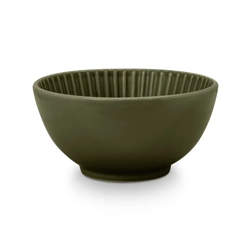 VTWonen Relievo Dark Green 15.5cm Bowls on Foot Set of 4