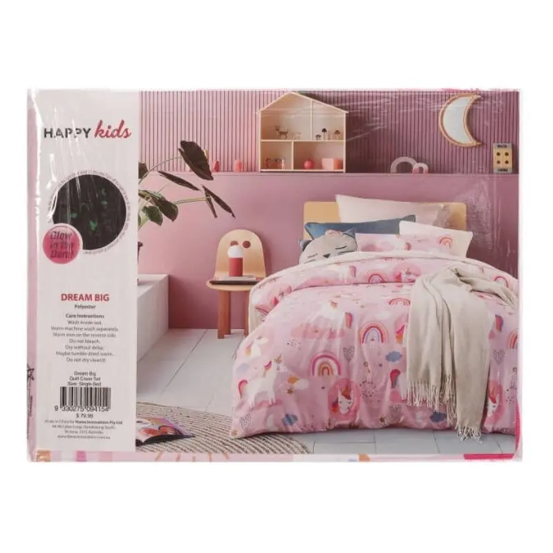 Happy Kids Dream Big Glow in the Dark Quilt Cover Set