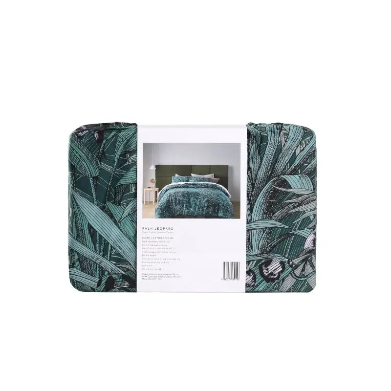 Accessorize Palm Leopard Digital Printed Cotton Green Quilt Cover Set