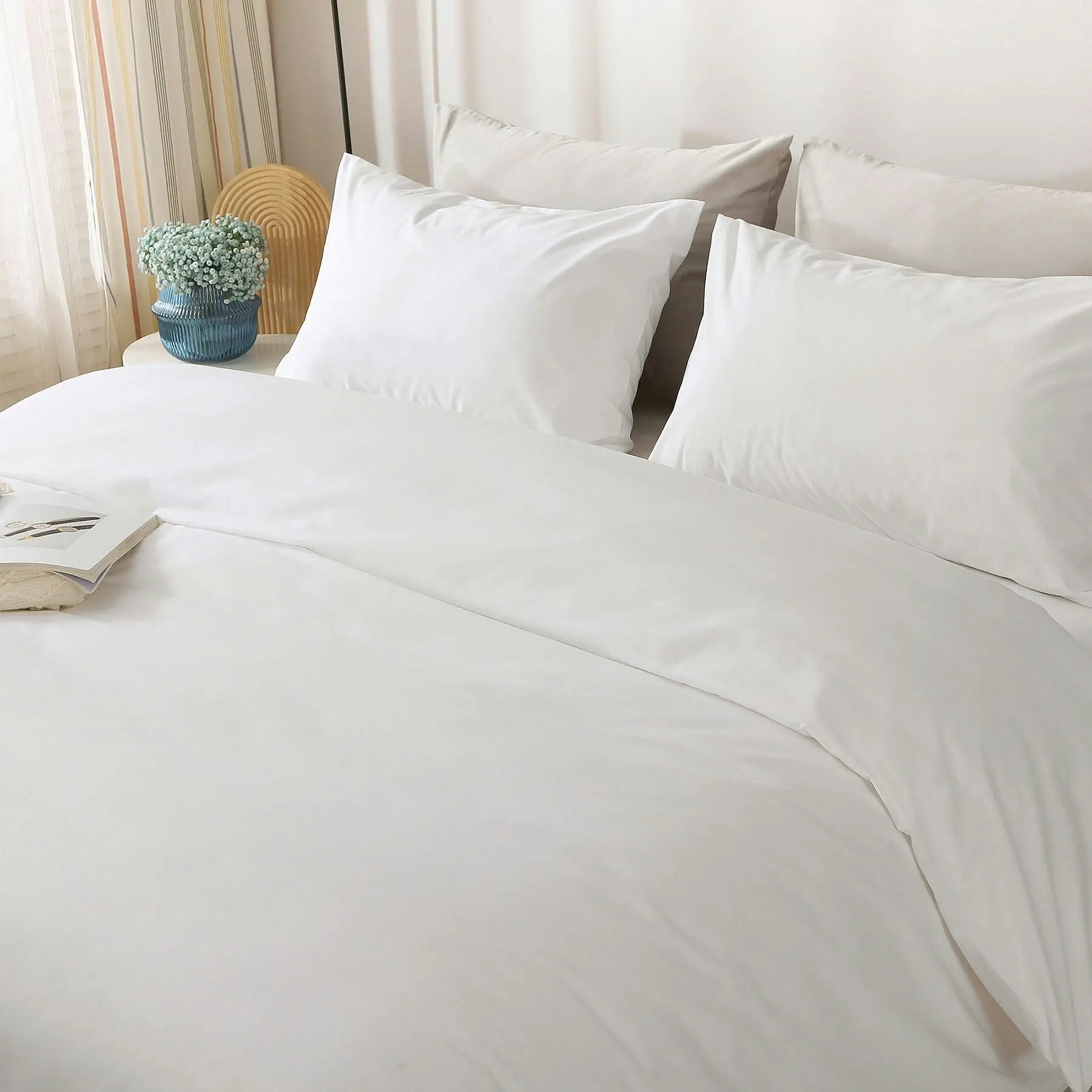 Linenova Cotton Blend White Quilt Cover Set