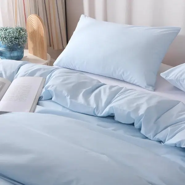 Linenova Cotton Blend Light Blue Quilt Cover Set