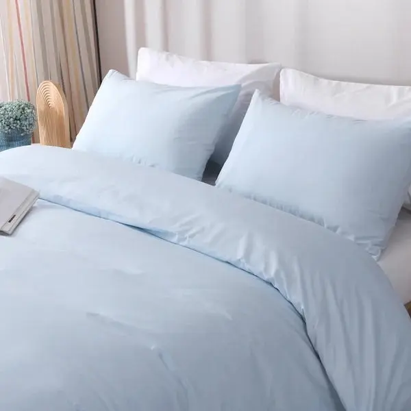 Linenova Cotton Blend Light Blue Quilt Cover Set