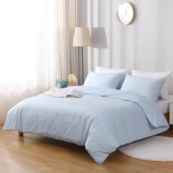 Linenova Cotton Blend Light Blue Quilt Cover Set