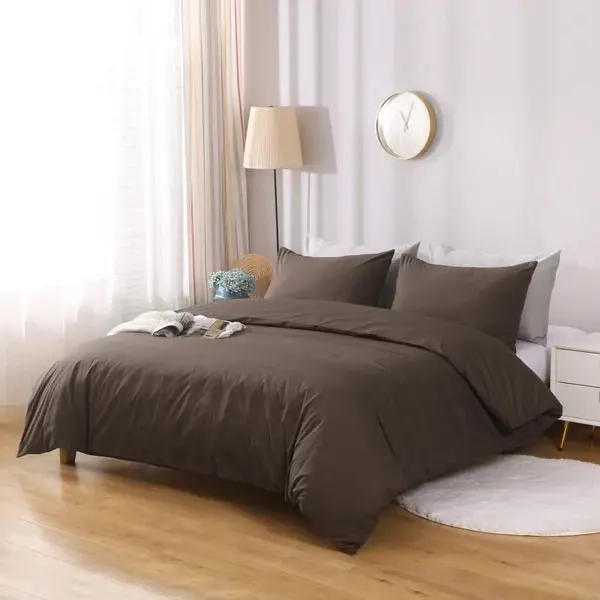 Linenova Cotton Blend Chocolate Quilt Cover Set