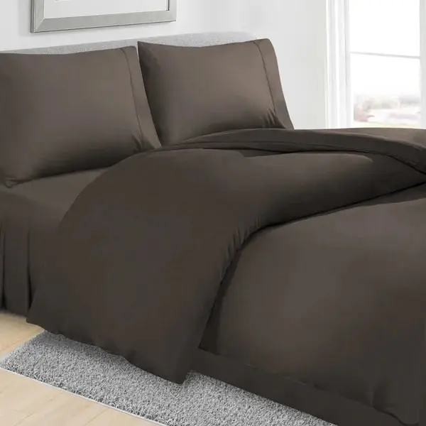 Linenova Cotton Blend Chocolate Quilt Cover Set