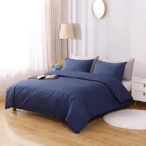 Linenova Cotton Blend Navy Quilt Cover Set