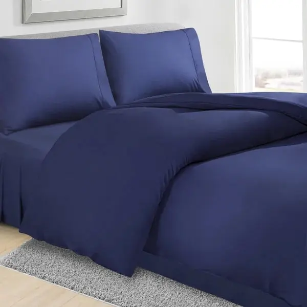 Linenova Cotton Blend Navy Quilt Cover Set