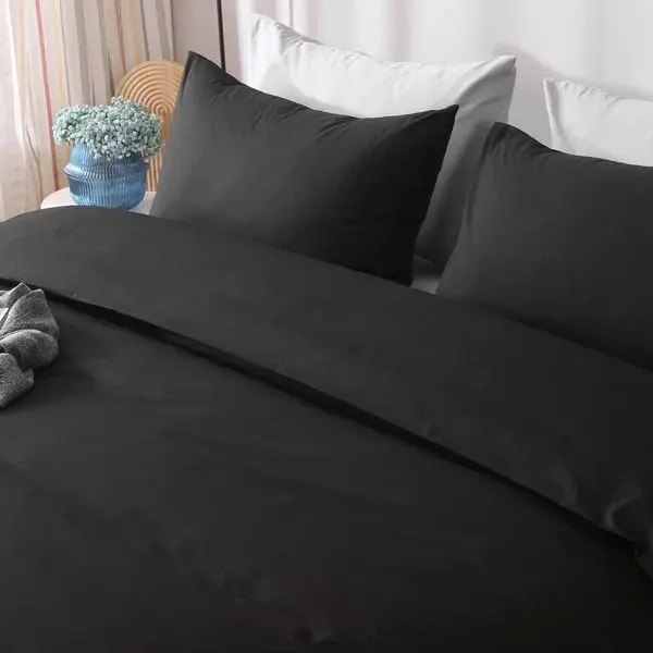 Linenova Cotton Blend Black Quilt Cover Set