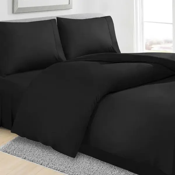 Linenova Cotton Blend Black Quilt Cover Set