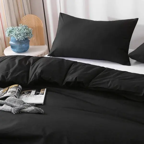 Linenova Cotton Blend Black Quilt Cover Set