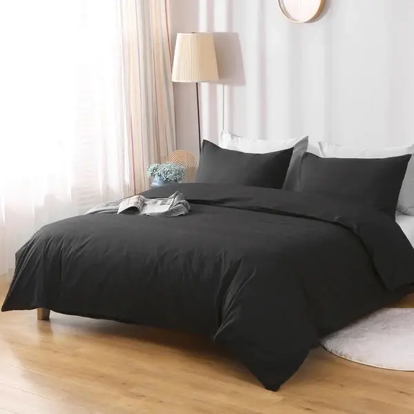 Linenova Cotton Blend Black Quilt Cover Set