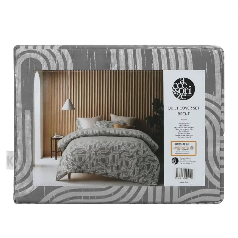 Accessorize Brent Jacquard Silver Quilt Cover Set