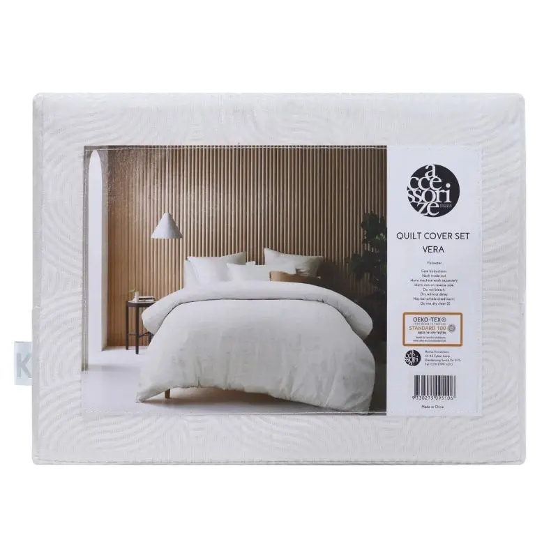 Accessorize Vera Jacquard White Quilt Cover Set