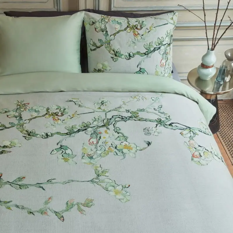 Bedding House Van Gogh Blossom Cotton Sateen Grey Quilt Cover Set