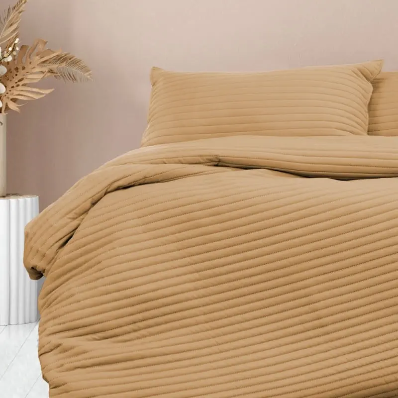 Ardor Boudoir London Embossed Microfibre Cinnamon Quilt Cover Set