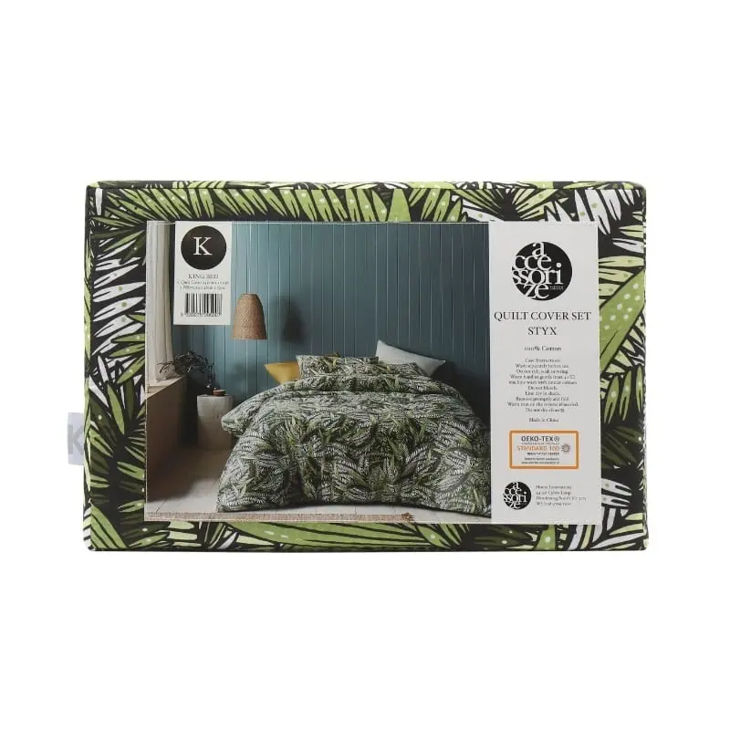 Accessorize Styx Washed Cotton Printed Quilt Cover Set