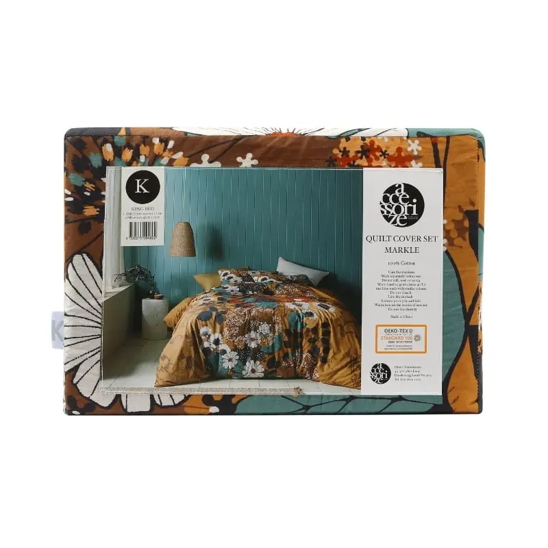 Accessorize Markle Washed Cotton Printed Quilt Cover Set