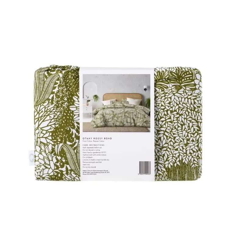 Accessorize Otway Washed Cotton Moss Green Quilt Cover Set