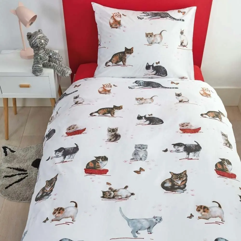 Bedding House Cute Cats Multi Cotton Quilt Cover Set