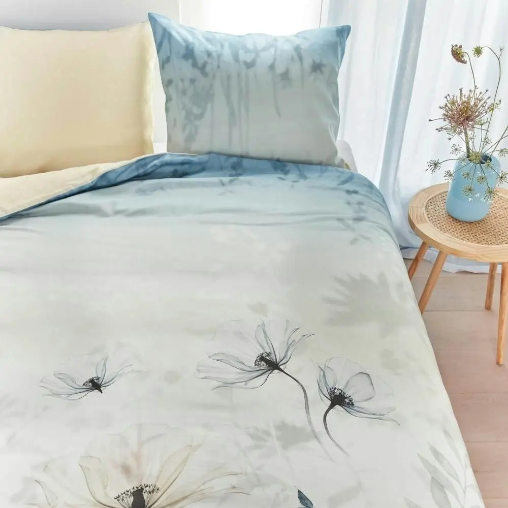 Bedding House Isabelle Light Blue Sateen Cotton Quilt Cover Set