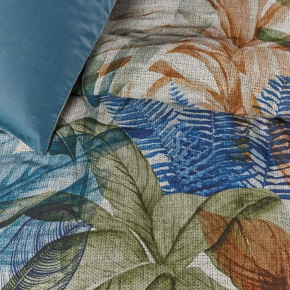 Bedding House Isla Blue Cotton Sateen Quilt Cover Set