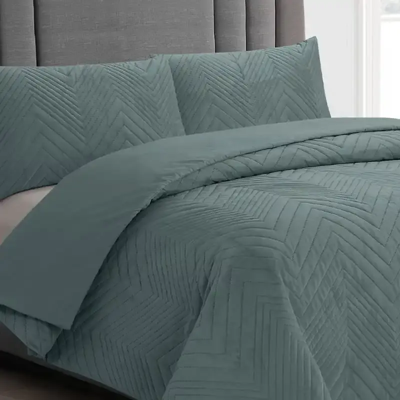 Ardor Boudoir Hana Embossed Velvet Stormy Sea Quilt Cover Set